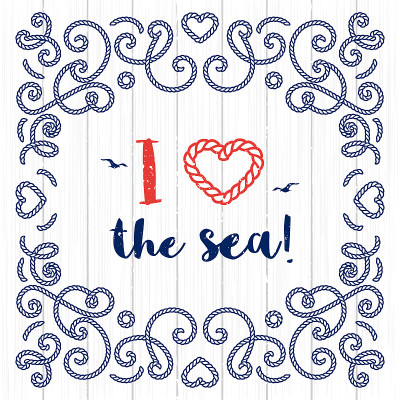 Nautical typography poster I love the sea Marine l