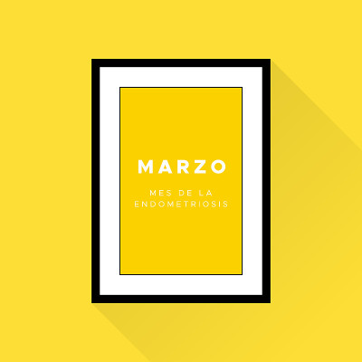 子宫内膜异位宣传月。3月。黄颜色。西班牙语:子宫内膜异位症。Marzo。矢量插图，平面设计