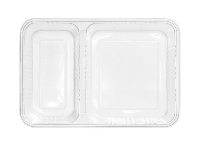 塑料食品盒两隔间分开俯视图
