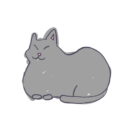 灰猫手写矢量插图