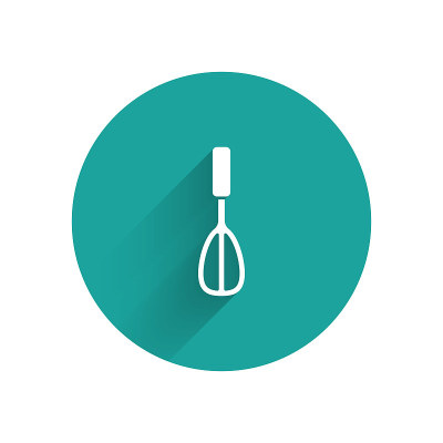 White Kitchen whisk icon isolated with long shadow