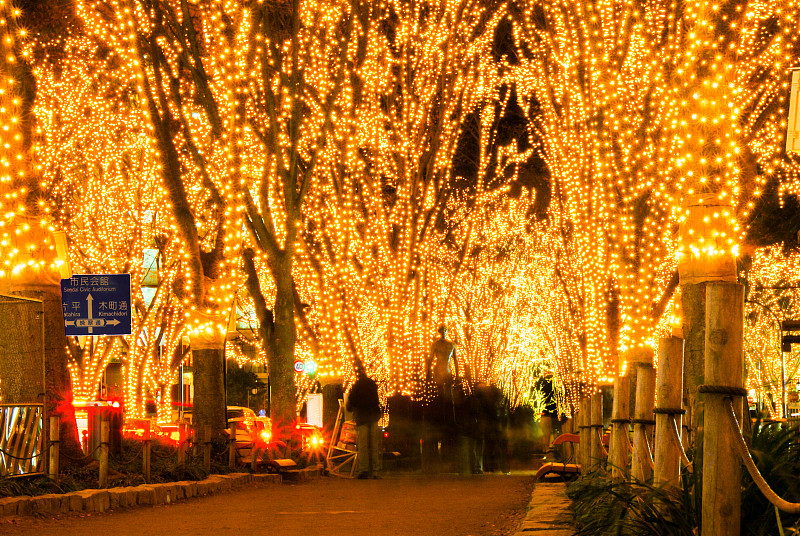 仙台的灯会和佐真寺街的夜景