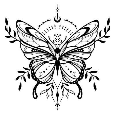 Vector illustration with hand drawn butterfly with