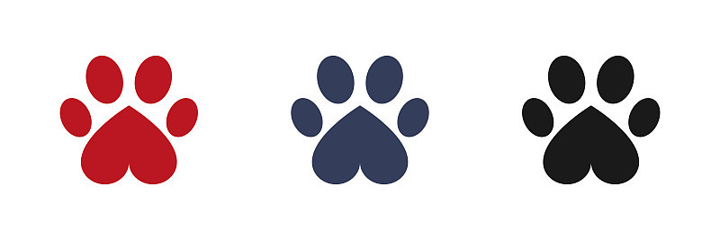 动物爪子图标集。平面设计。矢量插图。