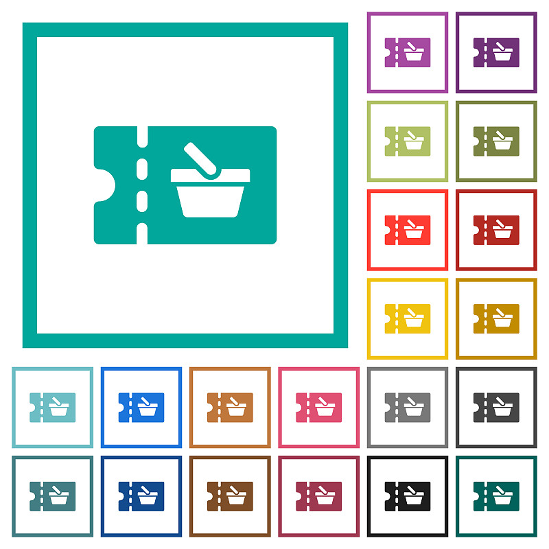购物折扣券平面颜色图标象限框架