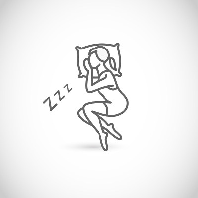 睡眠细线风格矢量图标-睡眠，休息的女性