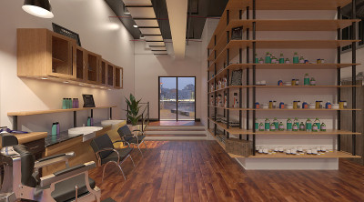 理发店内部3d插图