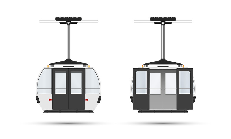 现实的索道客舱打开和关闭门矢量插图索道度假运输