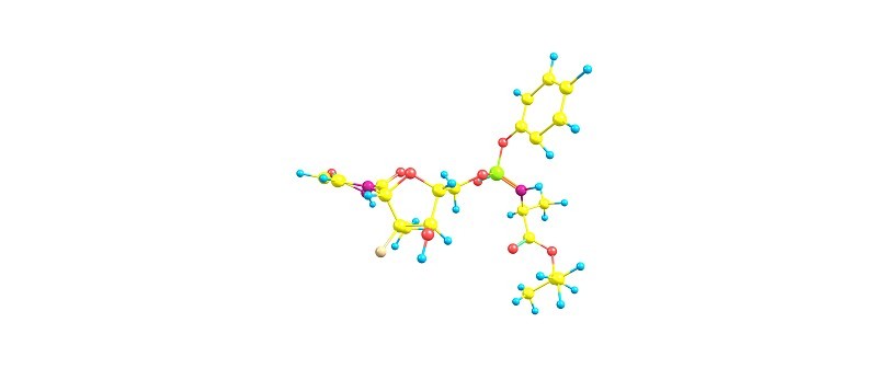 Sofosbuvir分子结构孤立于白色