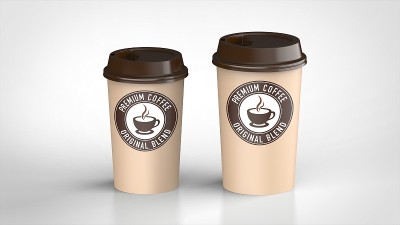 纸质咖啡杯大、中3d logo