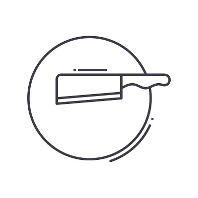 Kitchen block and cleaver icon, linear isolated il