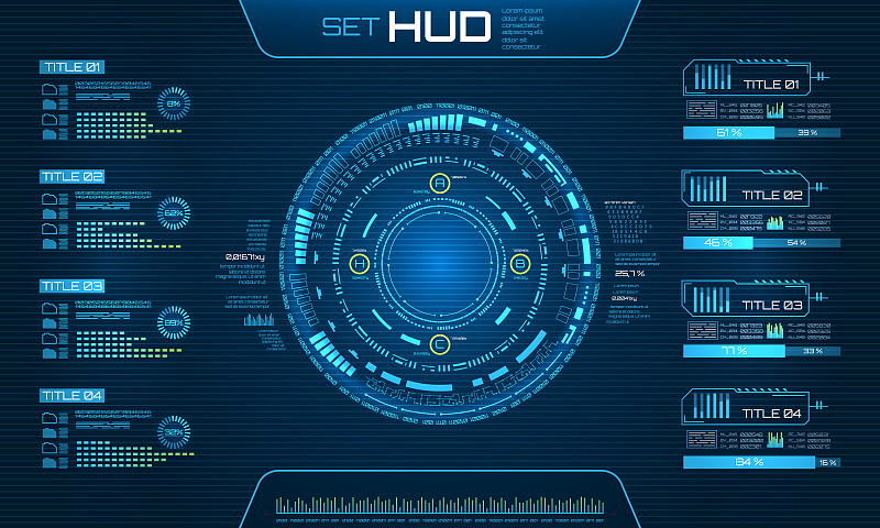HUD UI Futuristic and Infographic Elements. Techno
