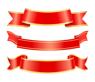 Empty Ribbons, Red Banners for Messages Stripes