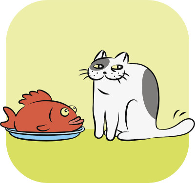 鱼和Tomcat矢量插图