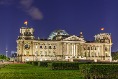 德国柏林联邦议会大厦夜景