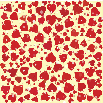 Hearts diferent size and color round background te