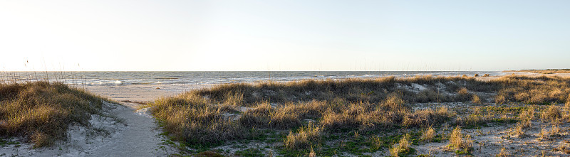 空旷的佛罗里达海湾海岸海滩全景