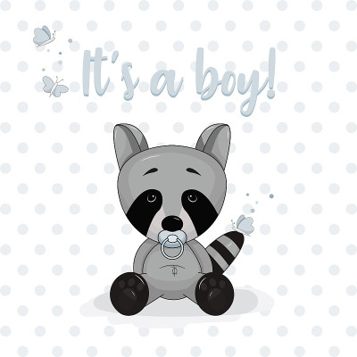 Cute baby raccoon vector illustration