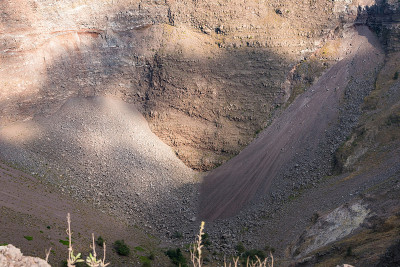 维苏威火山口的特写