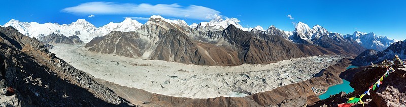 珠穆朗玛峰，Lhotse Cho Oyu和Makalu全景
