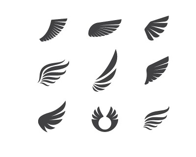 翼标志符号图标矢量插图