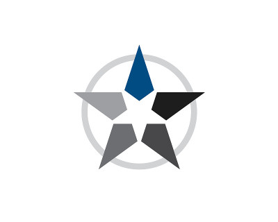negative space star inside big star with circle ba