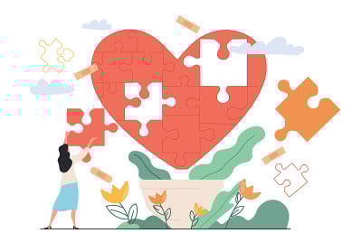 疗伤心理治疗后的情感和痛苦的婚姻离婚如同拼图拼图失踪的碎片