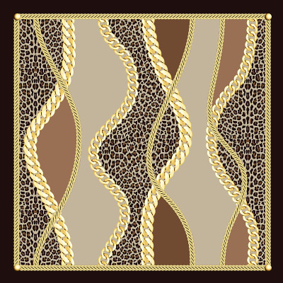 Golden Chains Shawl Pattern on Leopard Background.