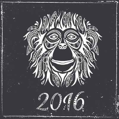 2016年新年快乐。猴年。