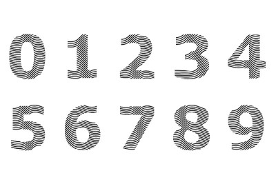 集合数字波文字效果指纹设计元素向量