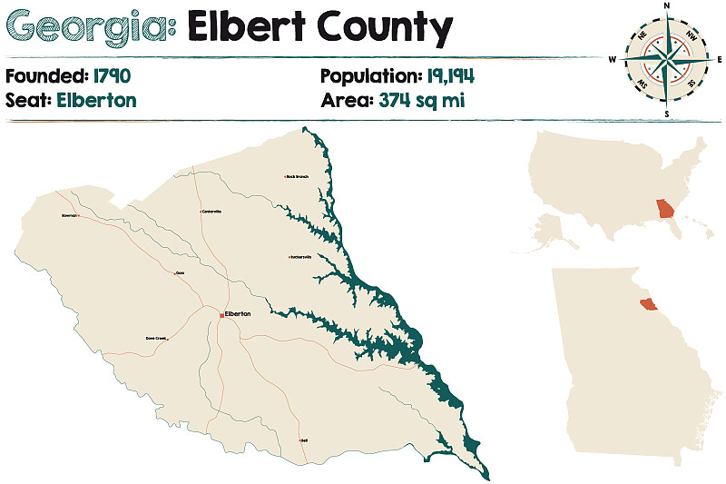 佐治亚州埃尔伯特县地图