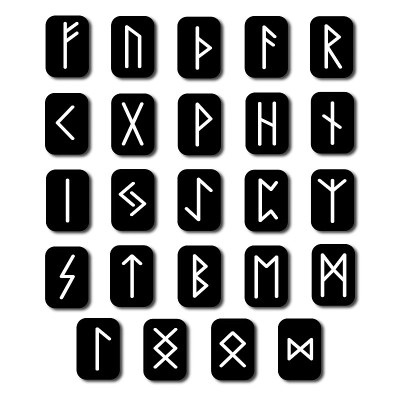 符文一组字母，符文字母表。古代北欧文字的字母。古代写作。看的。向量