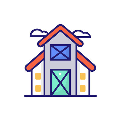 Farmhouse Outline Filled Icon. EPS File 10