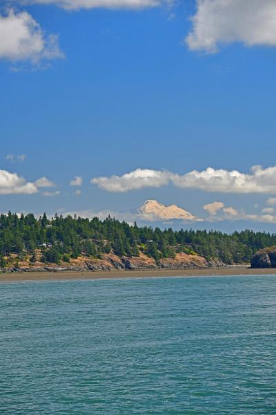 华盛顿拉康纳附近的斯威米什海峡的海岸线和景观