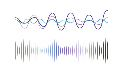 声波，音乐脉冲，音频数字均衡器技术矢量插图