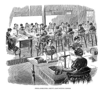 第一世纪美国插图- 1873年-费城造币厂调整室