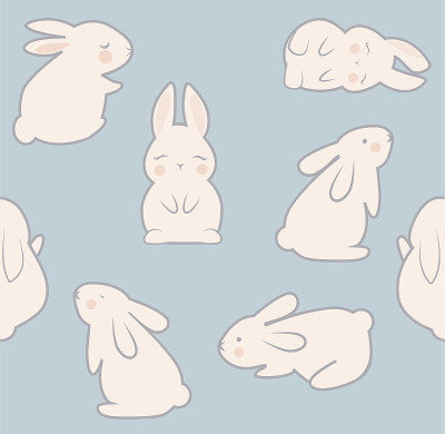 Little bunnies seamless pattern vector illustratio