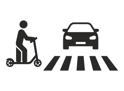 孩子们穿越图标。斑马线。骑摩托车。