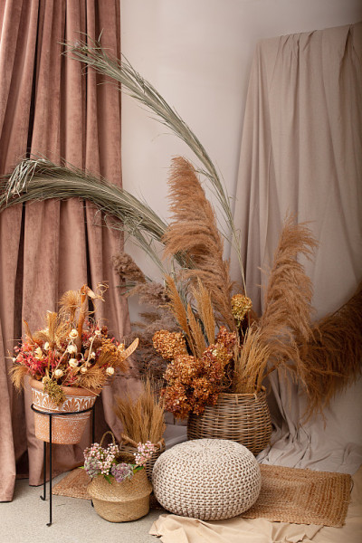 Interior of house is decor in brown tones: wooden 