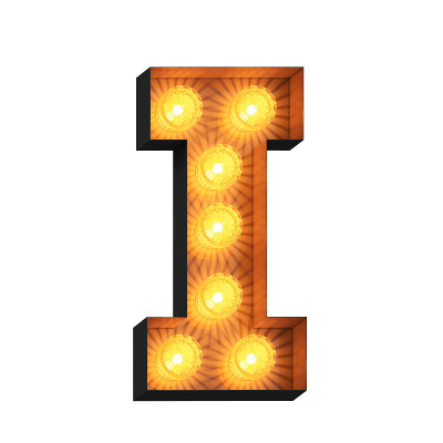 孤立的3d插图的marquee灯泡字母