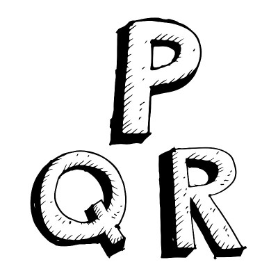 手绘草图字母PQR