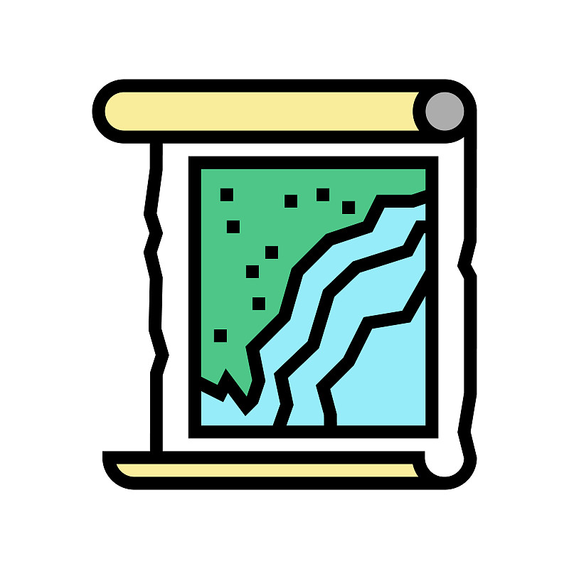 地图滚动颜色图标矢量插图