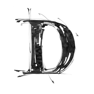 手绘字母D