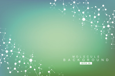 结构分子和通信。Dna,原子,神经元。科学的设计理念。用点连接线。医学，技术，化学，科学背景。矢量插