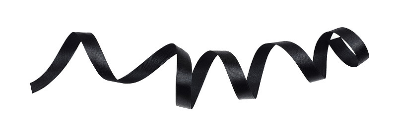 Black silk twisted ribbon isolated on white