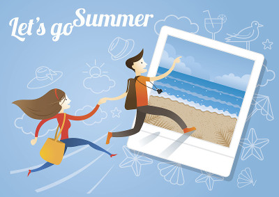 一对情侣偶遇即时相框夏日照片