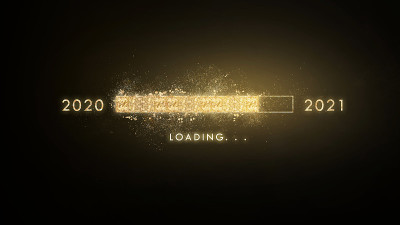 黄金装载2020年至2021年与黑色背景