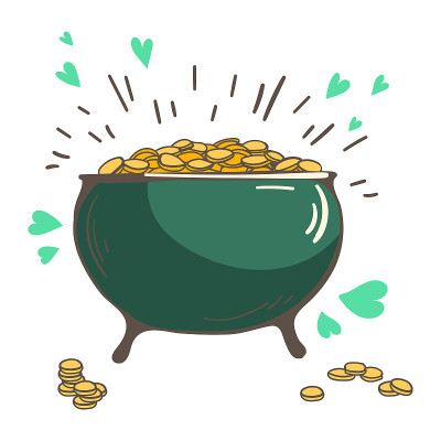圣帕特里克节手绘图形插图。黄金