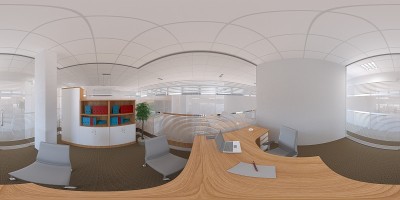 室内球面全景图，3D插图