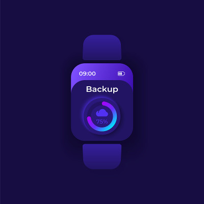 System backup smartwatch interface vector template
